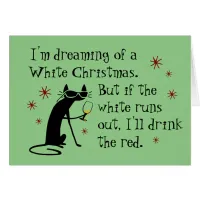Dreaming of White Christmas Funny Wine Cat
