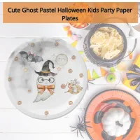 Cute Ghost Watercolor Halloween Pumpkin  Paper Plates