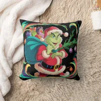 Grinch steals Christmas in vibrant style! Throw Pillow