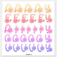 Glitter Colorful Floral Monogram Vowels A E I O U Sticker