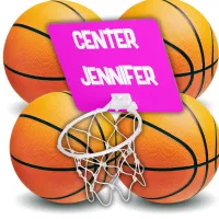 Monogrammed Name & Position in Pink/White | Mini Basketball Hoop