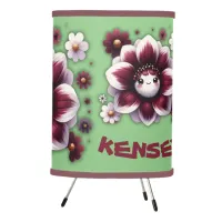 Cute Monogram Burgundy and White Flower on Green | Tripod Lamp