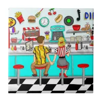 1950's Diner | Couple Holding Hands  Ceramic Tile