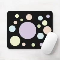 Pastel circles on a black background | mouse pad