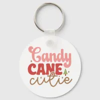 Candy Cane Cutie Retro Groovy Christmas Holidays Keychain