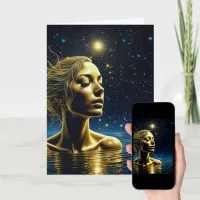 Mystical Woman Meditating Under the Stars Card