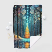 Iridescent Holiday Dream 🎄 Glowing Christmas Tree Golf Towel