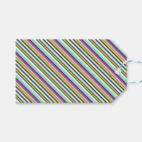 Modern Bright Colorful Diagonal Stripe Patterned Gift Tags