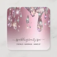 *~* ROSE GOLD Metallic AP7 Drip Dripping GLITTER Square Business Card