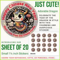 Cute Year of the Dragon 'Happy Chinese New Year' Classic Round Sticker