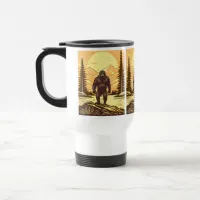 Bigfoot Sasquatch Retro Art Travel Mug