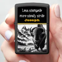 Buffalo in Scenic Mountain Landscape Zippo Lighter