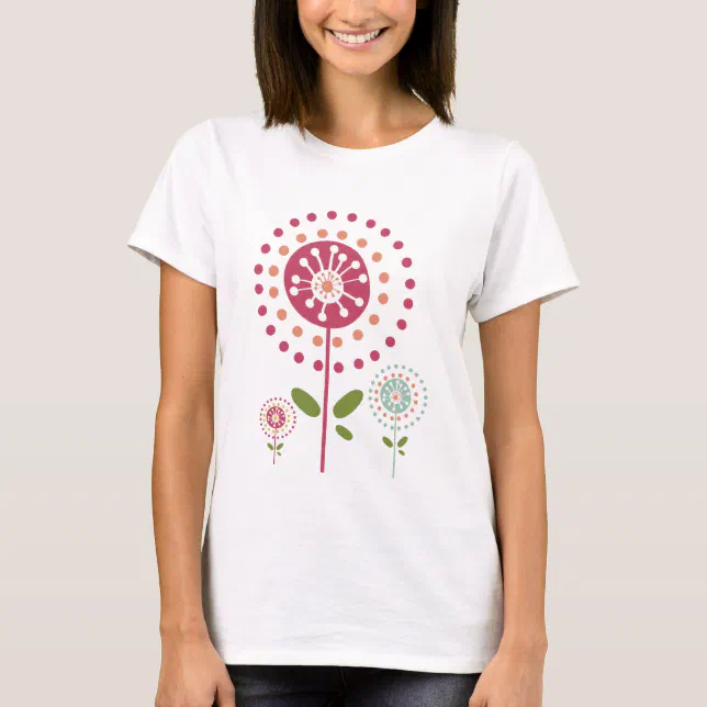 abstract colorful dandelion flowers dots T-Shirt