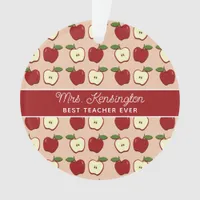 Red Apple Pattern Teacher Appreciation Photo Ornament