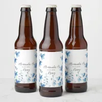 Bluebells Floral Wedding Beer Bottle Label