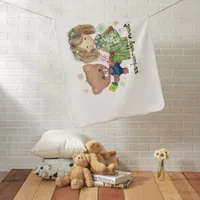 Unbearably Sweet Teddy Bear and a Girl Baby Blanket