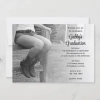 Cowgirl on Fence Barn Party Graduation Invitation