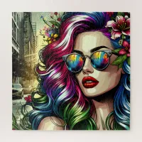 Beautiful Woman in the City Jigsaw Puzzle