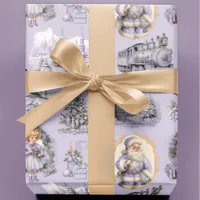 Antique Purple Victorian Christmas Wrapping Paper