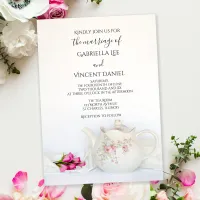 Teapot with Pink Roses Tea Party Wedding Invitation