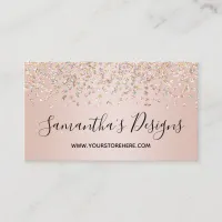 Shimmer Confetti Glitter Rose Gold Gradient Business Card