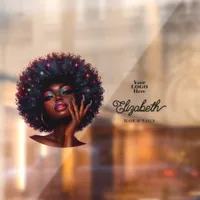 Melanin Chic Afro Beauty Faux Holographic Salon Window Cling