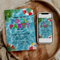 Summer Blue Cool Pool Party | Swimming Birthday Invitation