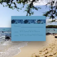 Navy Blue Tropical Theme Wedding Invite Response