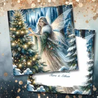  Fairy and Christmas Tree In the Enchanted Forest Holiday Card