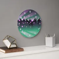 Christmas Trees Shades of Green Large Clock