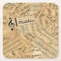 Pieces of Vintage Music ID389 Square Paper Coaster