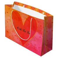 Ooh La La Red and Gold Hearts Watercolor Art Large Gift Bag