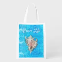 Conch Shell "Beach Life"  Grocery Bag