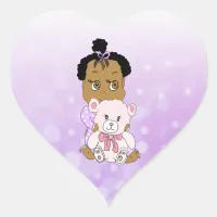It's a Girl Cute Baby and Teddy Bear Heart Sticker