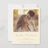 Gold & Cream Modern Handwriting Photo Wedding Save The Date