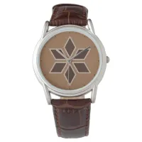 Brown Rhombus Tile Blossom Minimalist Watch