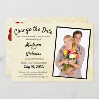 Change the Date Add Photo Wedding Beige Parchment Save The Date