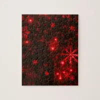 Snowflakes on Deep Red Background Jigsaw Puzzle