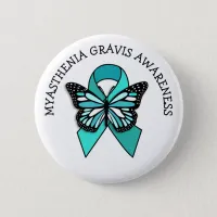 Myasthenia Gravis Awareness Ribbon Butterfly Button