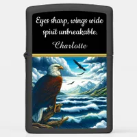 Majestic eagle gazing over tranquil waters at dusk zippo lighter