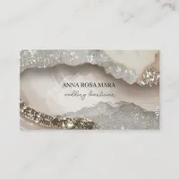 *~* QR Agate Taupe Silver Glitter Glam AP66 Luxe Business Card