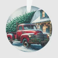 Vintage Truck with Christmas Tree Personalized Ornament