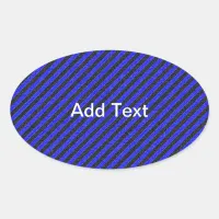 Black Blue Thin Diagonal Stripes Oval Sticker