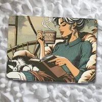 Cozy Lady Reading with Coffee and Cat iPad Air Cover