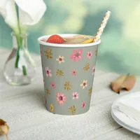 Western Boho Floral Botanical Little Cowgirl Party Paper Cups