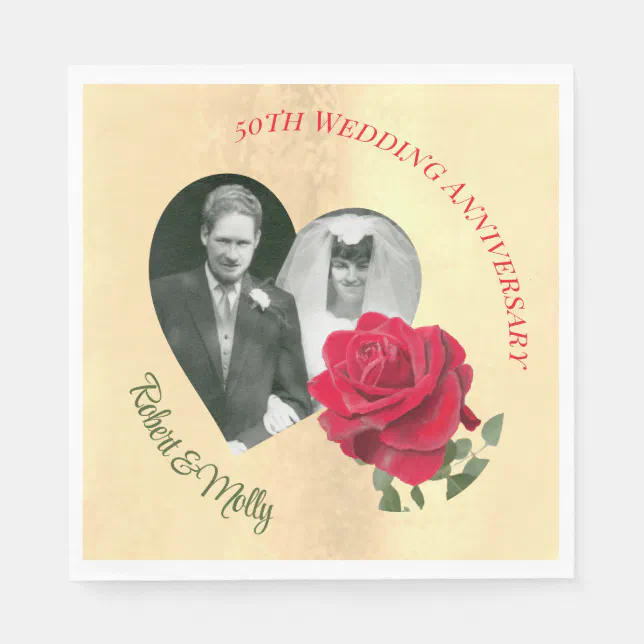 Red Rose custom Anniversary  Napkins