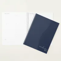 Navy Blue Elegant Simple Minimalist Personalized Planner