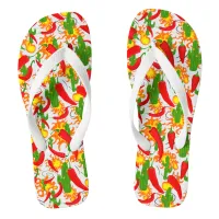 Chili Peppers, Flames and Cactus Patterned Flip Flops