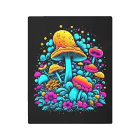 Retro Neon Mushrooms and Flowers  Metal Print