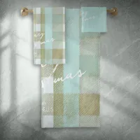 Coastal Christmas Plaid Pattern#2 ID1009 Bath Towel Set